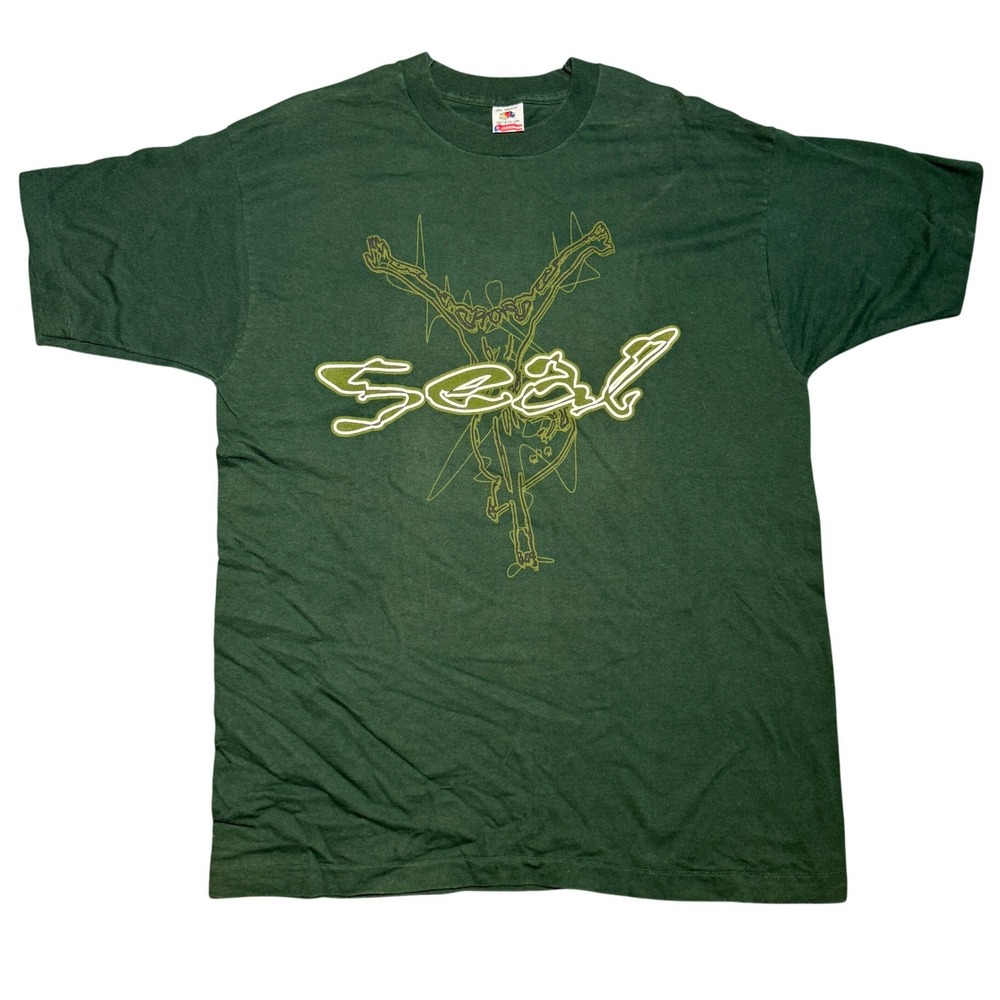 Vintage 1995 Seal Concert Band Tour Shirt XL Forest Green USA Made